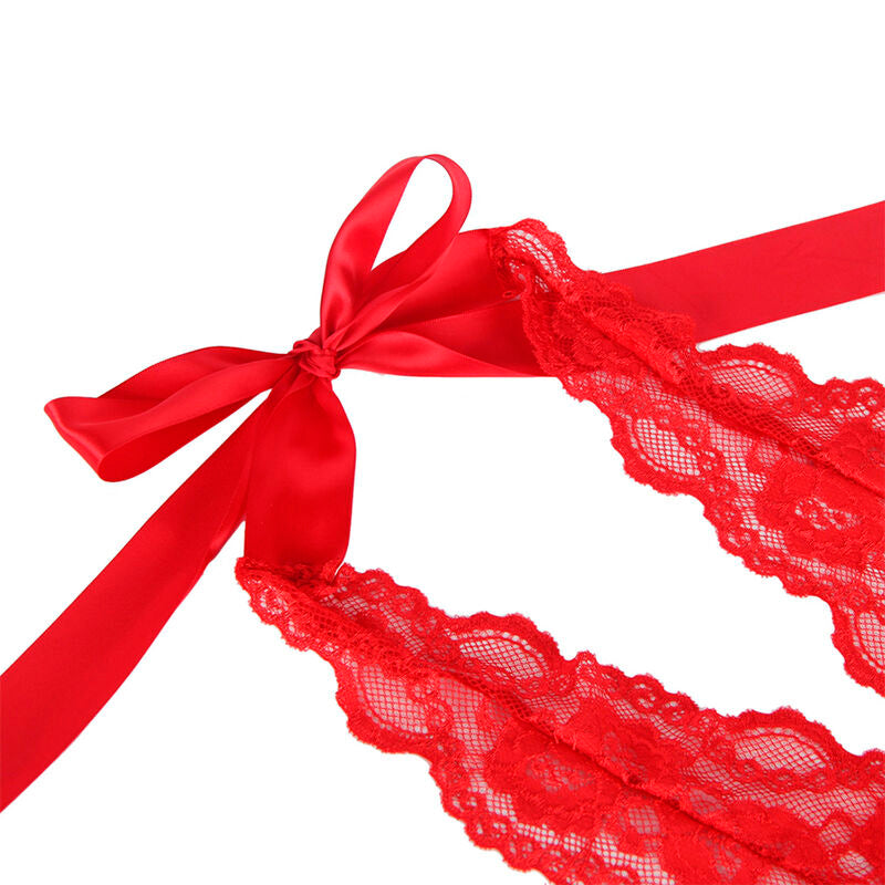 SUBBLIME - 953973 SEXY BODYSUIT WITH RUFFLES + BELT RED S/M
