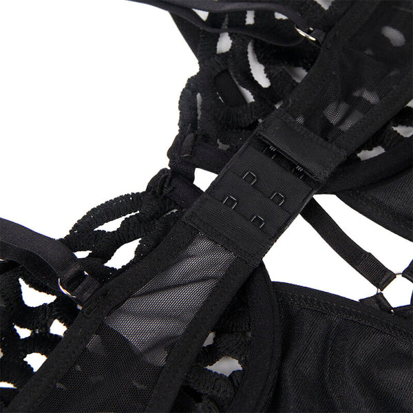 SUBBLIME - 954055 SEXY SPITZEN-BODY SCHWARZ S/M