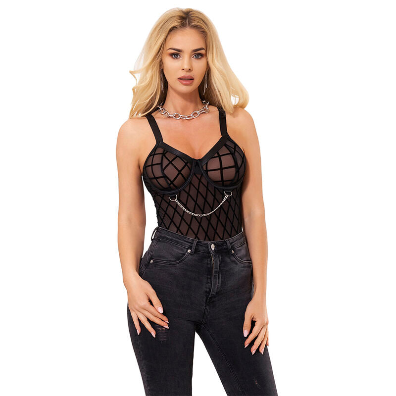 SUBBLIME - 954260 BODY MET KETTINGEN + JARRETELLE ZWART S/M