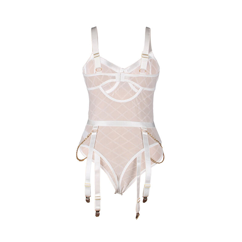 SUBBLIME - 954291 BODYSUIT MET KETTINGEN + JARRETELLE WIT L/XL