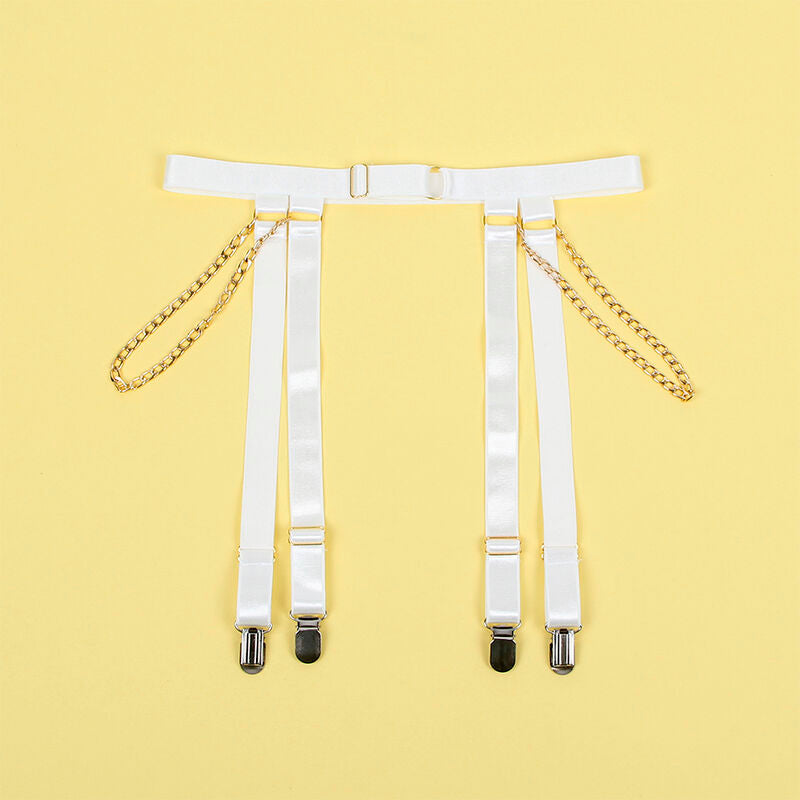 SUBBLIME - 954291 BODY MIT KETTEN + STRUMPFGÜRTEL WEISS L/XL