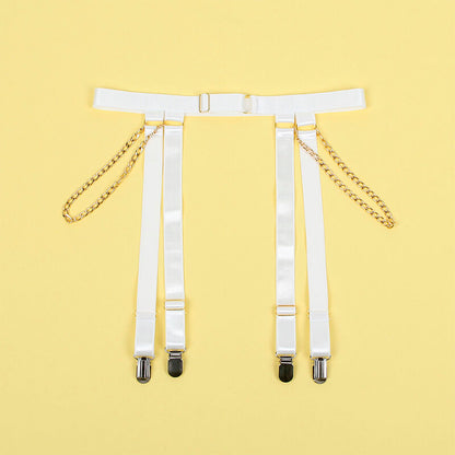 SUBBLIME - 954291 BODY MIT KETTEN + STRUMPFGÜRTEL WEISS L/XL