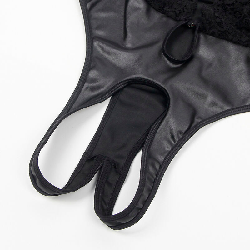 SUBBLIME - 954383 SEXY BODY MIT STRUMPFGÜRTEL SCHWARZ S/M