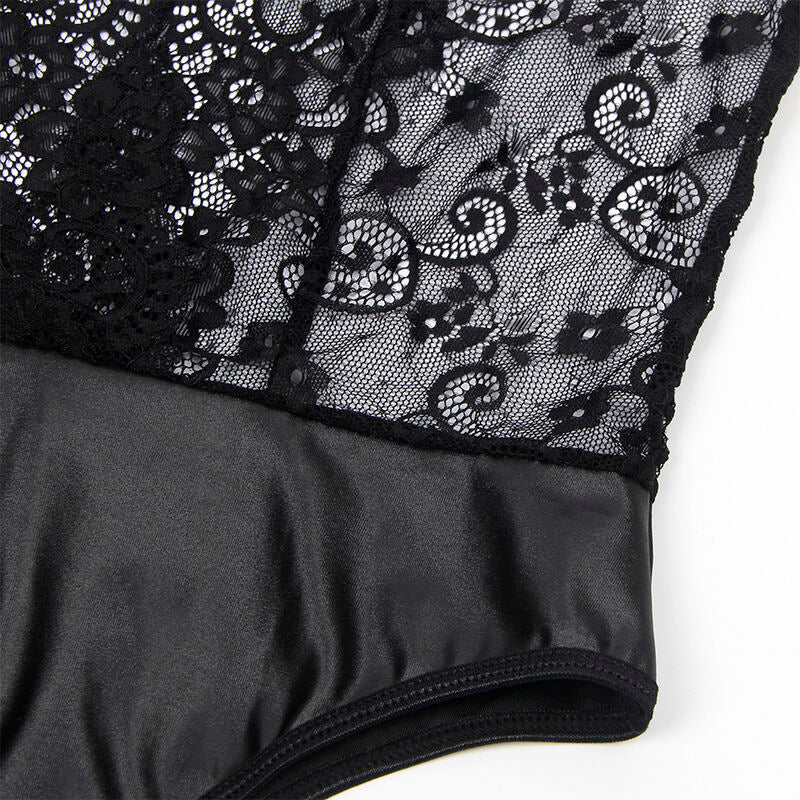 SUBBLIME - 954383 SEXY BODY MIT STRUMPFGÜRTEL SCHWARZ S/M