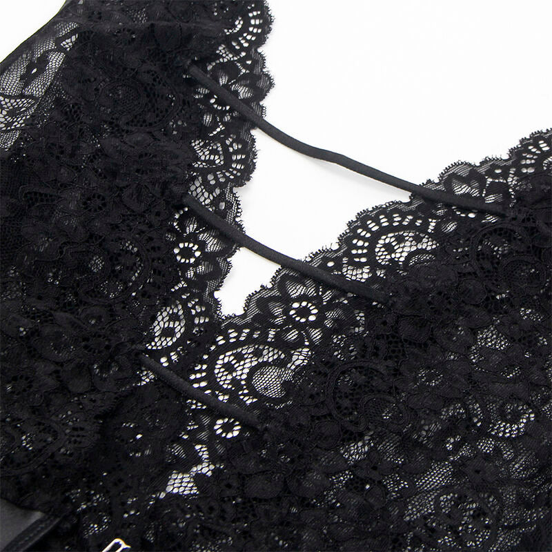 SUBBLIME - 954390 SEXY BODYSUIT MET JARRETELLENBAND ZWART L/XL