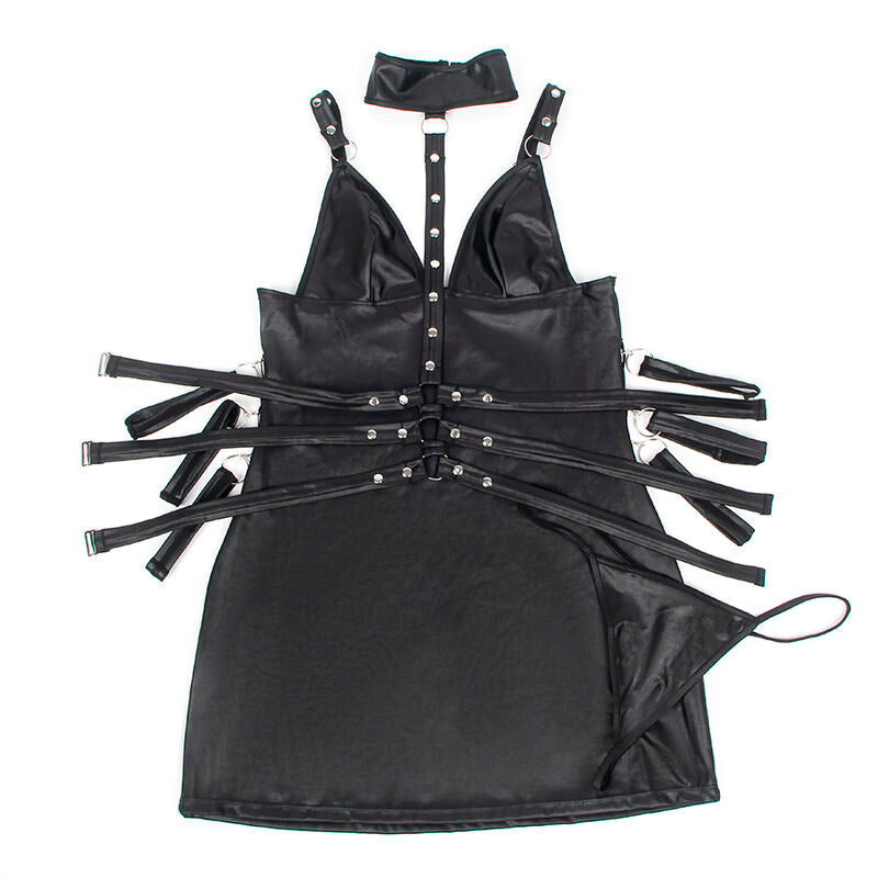 SUBBLIME - 954406 LEDEREN BONDAGE JURK, ZWART, S/M