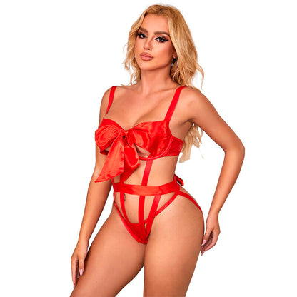 SUBBLIME - 954475 SEXY DURCHBROCHENER BODY MIT SCHLEIFE ROT L/XL