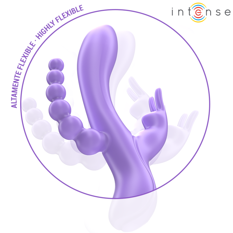 INTENSE - MIKO TRIPLE VIBRATEUR LAPIN &amp; STIMULATEUR &amp; ANAL 7 VIBRATIONS VIOLET