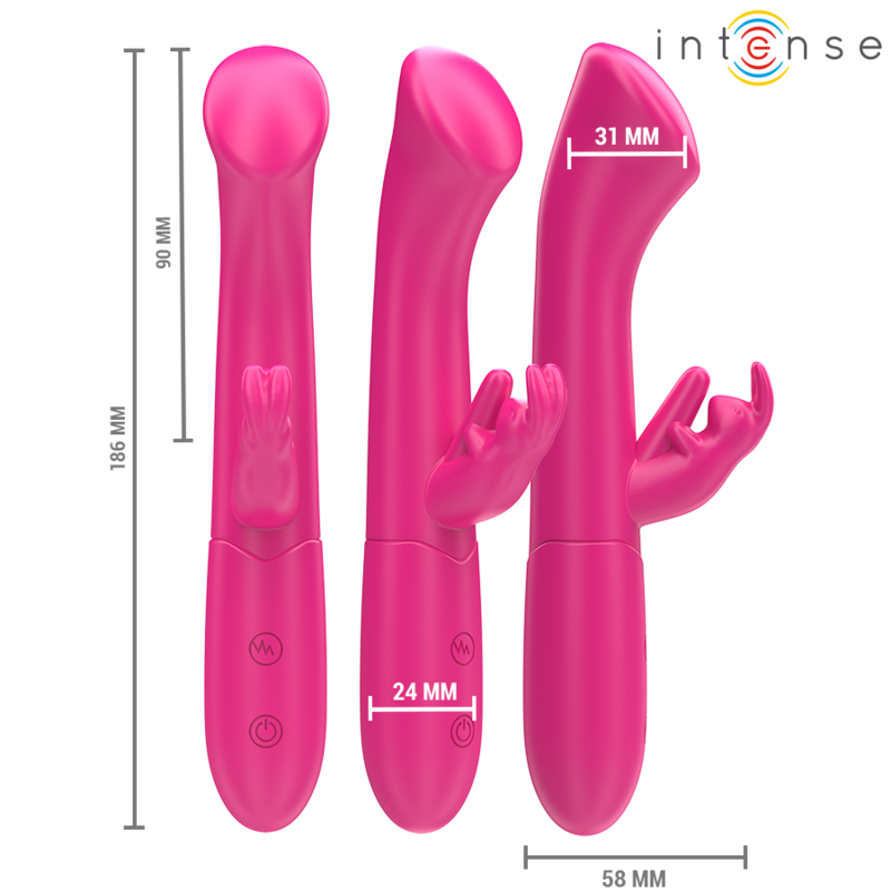 INTENSE - VIBRATEUR JULIETA RABBIT 18,6 CM 10 VIBRATIONS ROSE