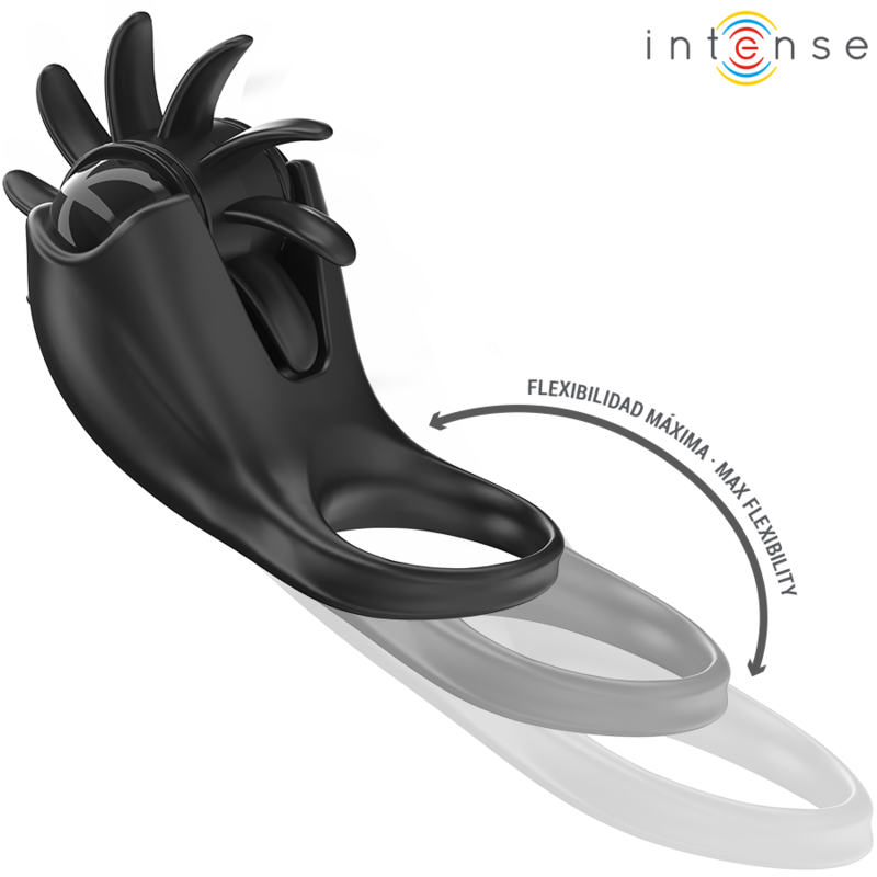 INTENSE - MABEL VIBRATION RING 10 VIBRATIONS AVEC STIMULATEUR DE CLITORIS NOIR