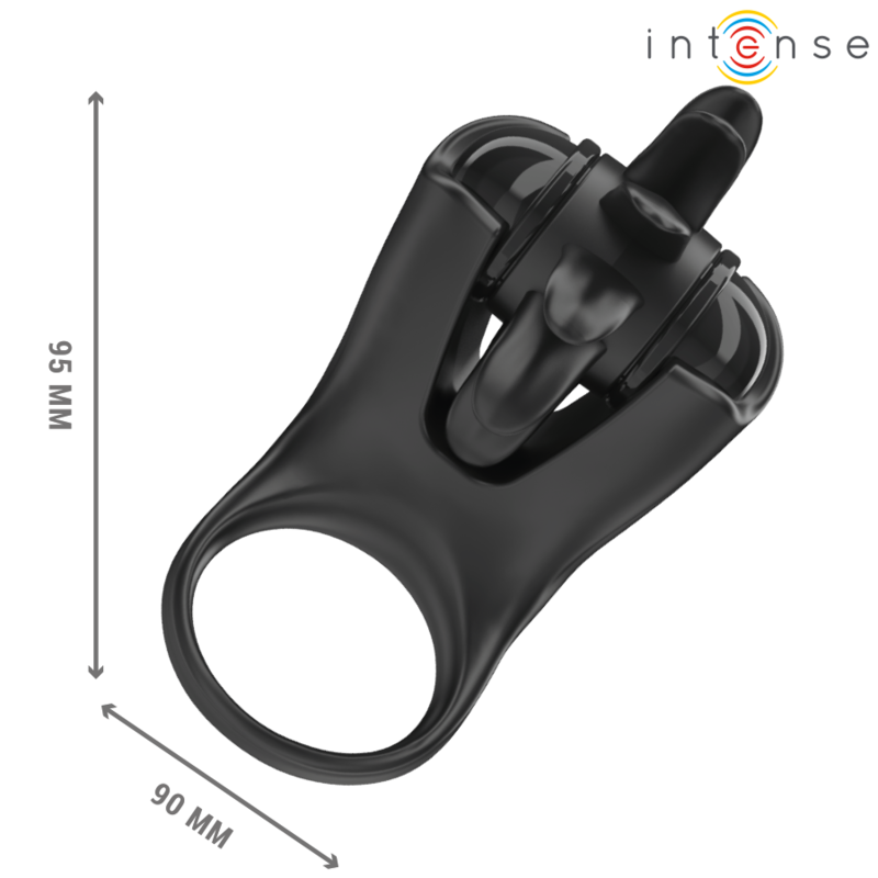 INTENSE - MABEL VIBRATION RING 10 VIBRATIONS AVEC STIMULATEUR DE CLITORIS NOIR