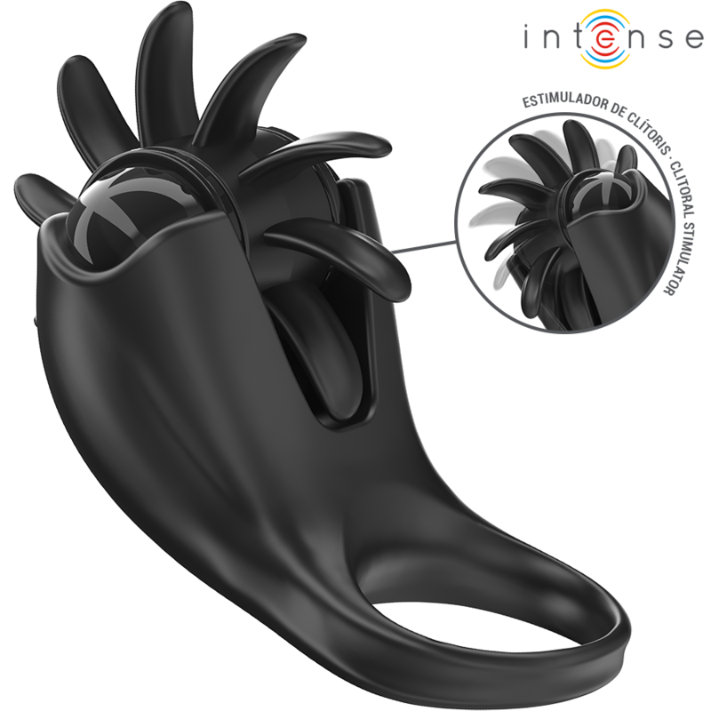 INTENSE - MABEL VIBRATION RING 10 VIBRATIONS AVEC STIMULATEUR DE CLITORIS NOIR