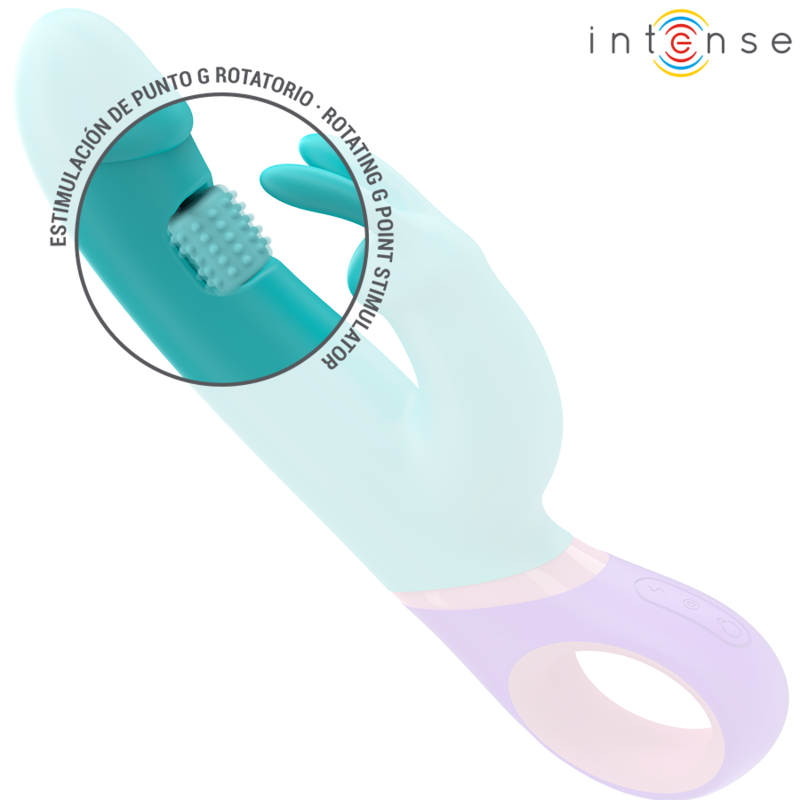 INTENSE - VIBRATEUR MONICA RABBIT AVEC STIMULATEUR DE POINT G ROTATIF BLEU