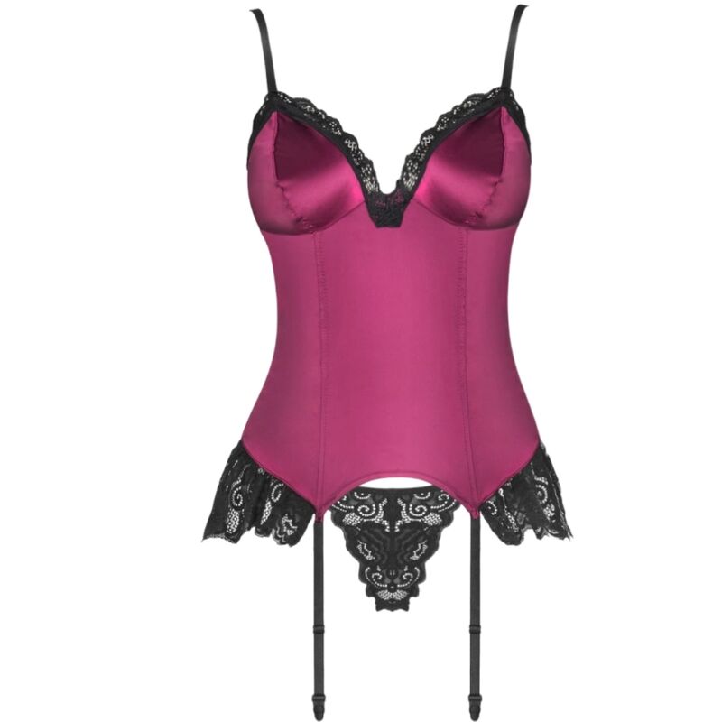 LIVCO CORSETTI FASHION - AGRAFENA CF 90436 KORSET + THONG BOURGONDIË S/M