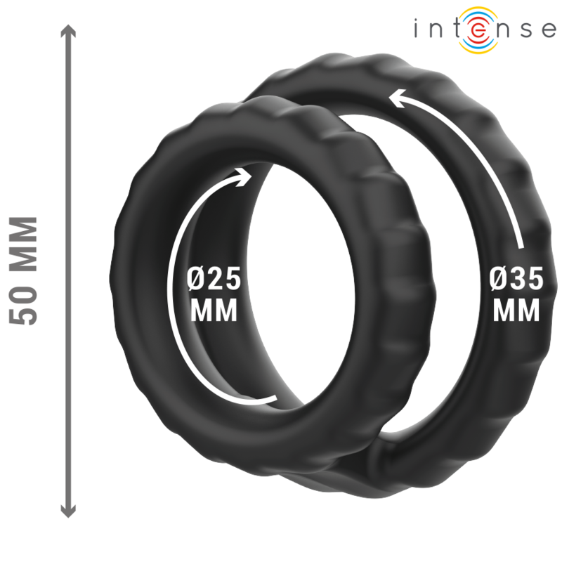 INTENSE - DEWEY DUBBELE SILICONEN PENISRING ZWART MODEL 2