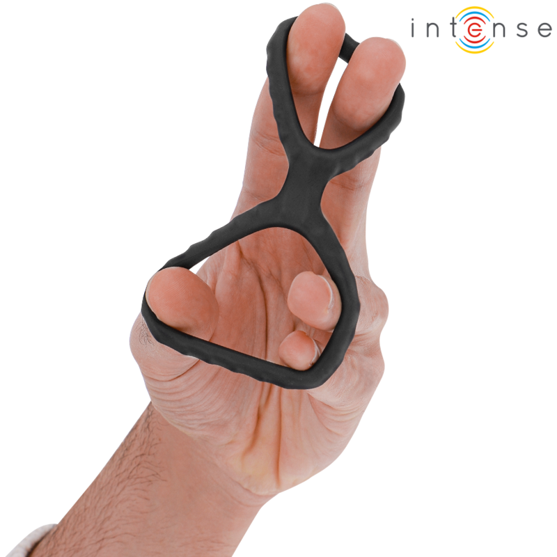 INTENSE - DEWEY DUBBELE SILICONEN PENISRING ZWART MODEL 2