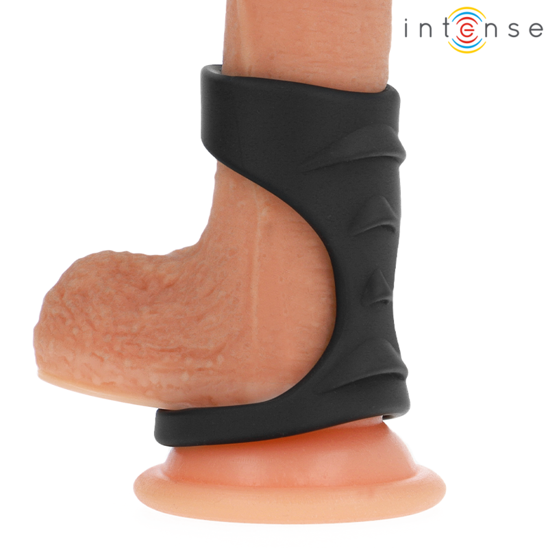 INTENSE - THEO DOUBLE ANNEAU PÉNIS SILICONE NOIR MODÈLE 3