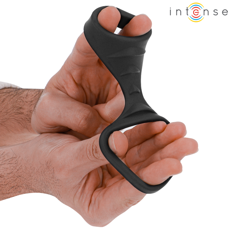INTENSE - THEO DOUBLE ANNEAU PÉNIS SILICONE NOIR MODÈLE 3