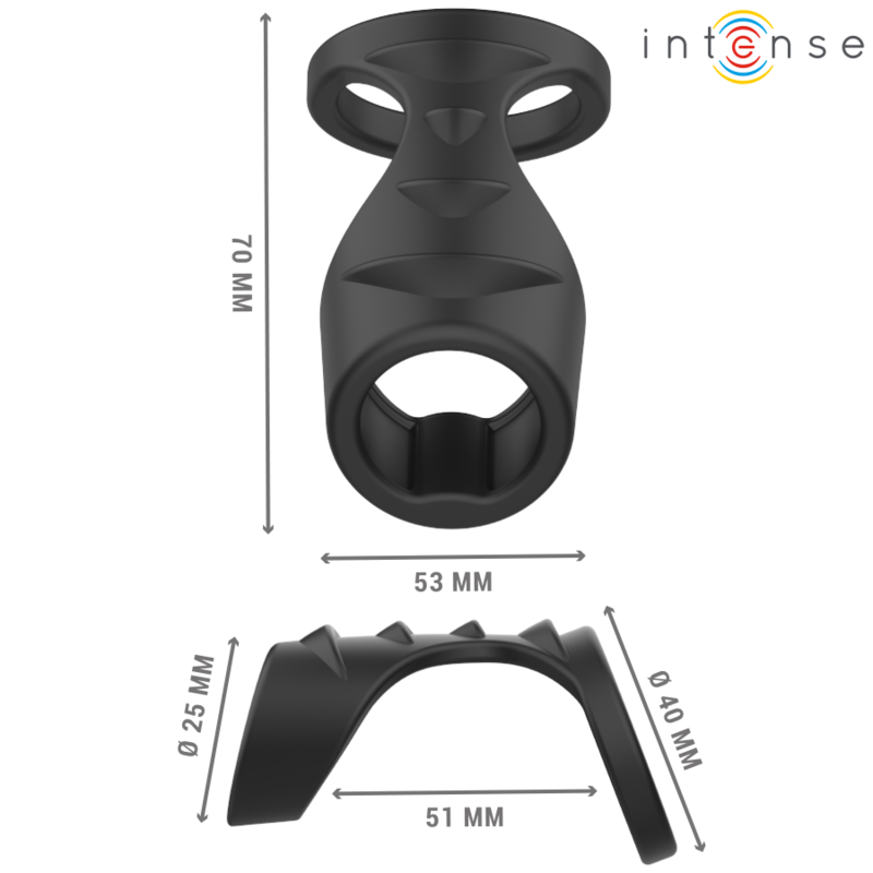 INTENSE - THEO DOUBLE ANNEAU PÉNIS SILICONE NOIR MODÈLE 3