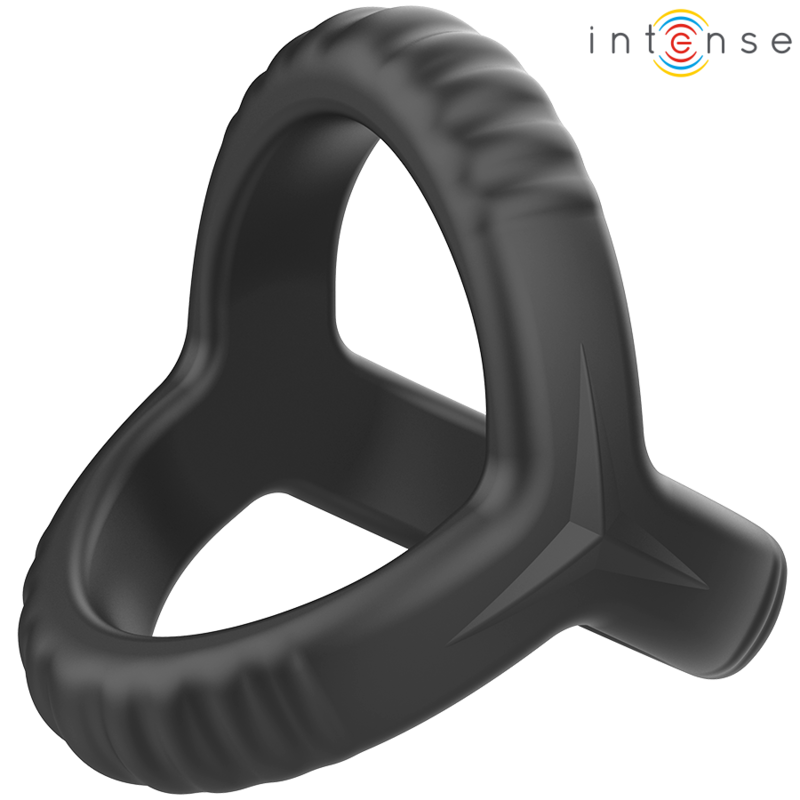 INTENSE - ANNEAU PÉNIS DOUBLE SILICONE CARSON NOIR MODÈLE 4