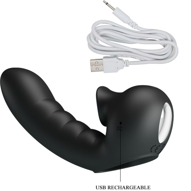 PRETTY LOVE - HOBGOBLIN VIBRERENDE VINGER SLEEVES 12 VIBRATIES + CLITORIS STIMULATOR ZWART