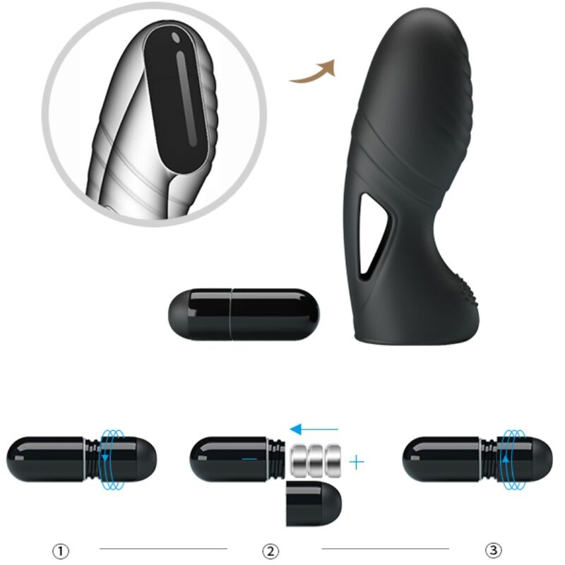 PRETTY LOVE - ALAN SILICONEN VINGERVIBRATOR ZWART