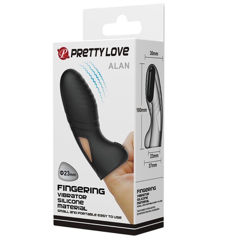 PRETTY LOVE - ALAN VIBRATEUR DE DOIGT EN SILICONE NOIR
