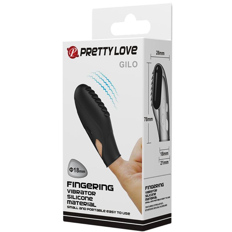 PRETTY LOVE - GILO SILICONEN VINGERVIBRATOR ZWART