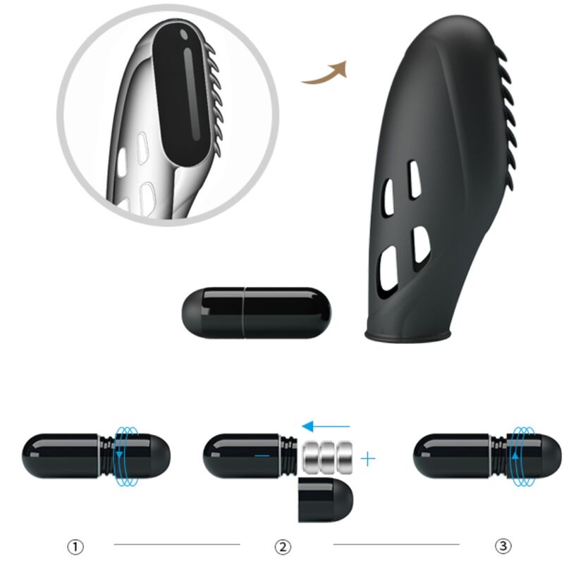 PRETTY LOVE - GILO SILICONEN VINGERVIBRATOR ZWART