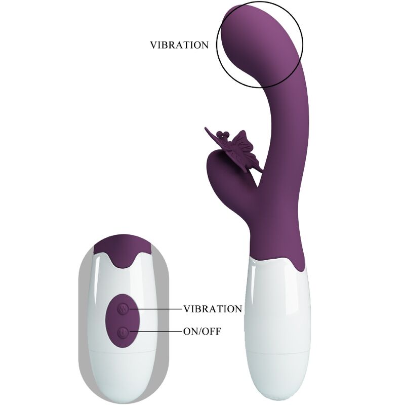 PRETTY LOVE - VIBRATEUR LAPIN BUTTERFLY KISS ET STIMULATEUR DE POINT G VIOLET