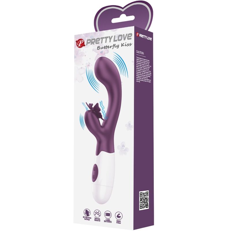 PRETTY LOVE - VIBRATEUR LAPIN BUTTERFLY KISS ET STIMULATEUR DE POINT G VIOLET