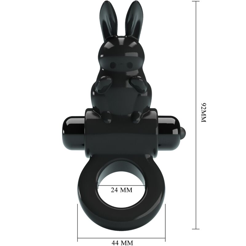 PRETTY LOVE - ANNEAU VIBRATEUR LAPIN EXCITANT 10 VIBRATIONS NOIR