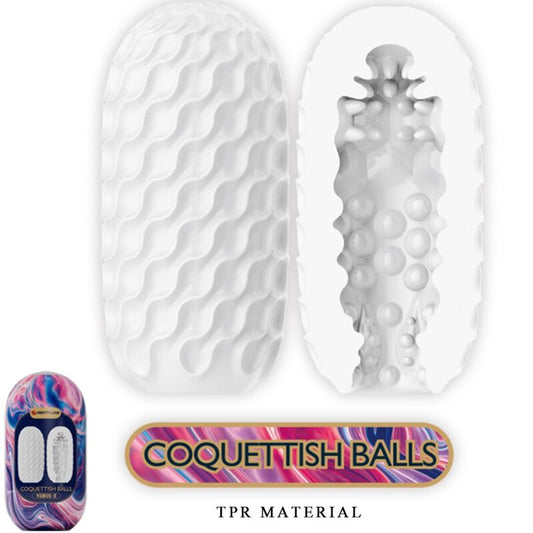PRETTY LOVE - BOULES DE SILICONE COQUETTERY, MASTURBATEUR HOMME, BLANC