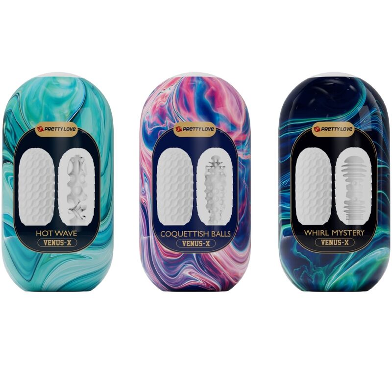 PRETTY LOVE - VENUS X 15 MASTURBATEURS HOMMES EN SILICONE, BLANC