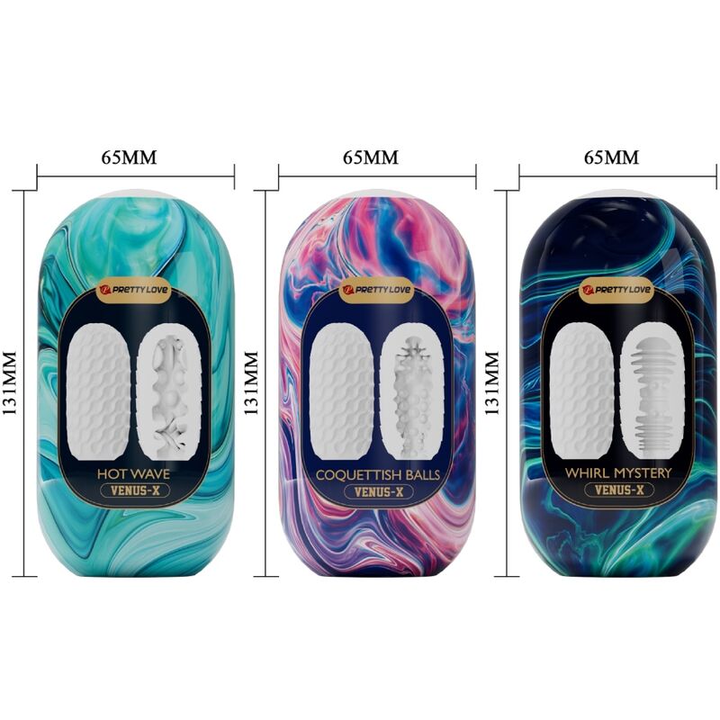 PRETTY LOVE - VENUS X 15 MASTURBATEURS HOMMES EN SILICONE, BLANC