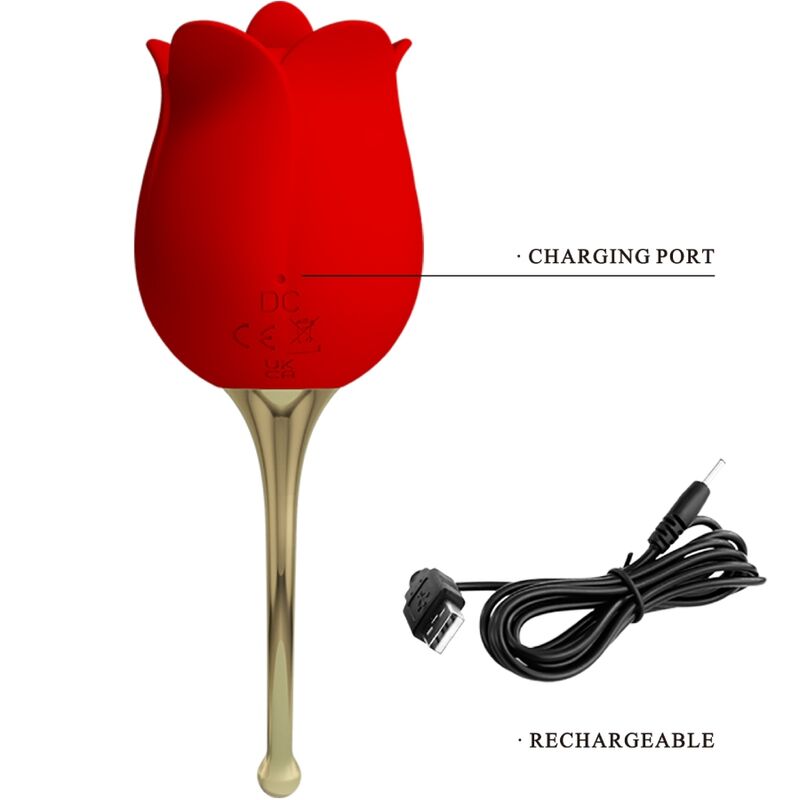 PRETTY LOVE - ROSE LOVER ROSE STIMULATEUR DE CLITORIS 12 VIBRATIONS ROUGE