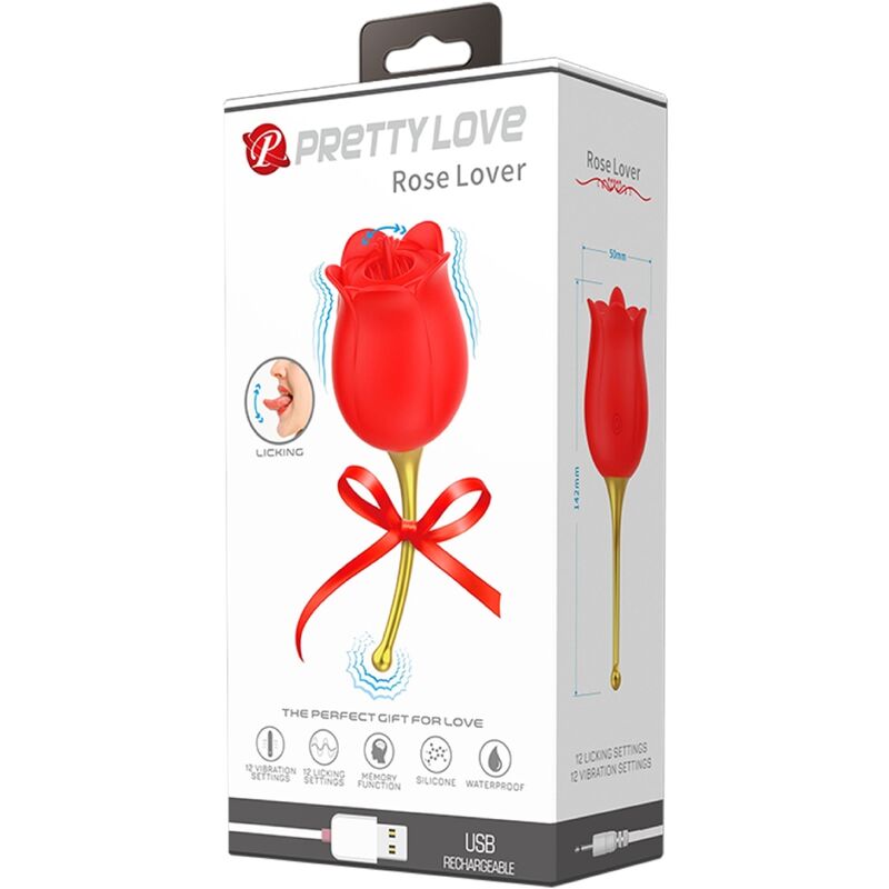 PRETTY LOVE - ROSE LOVER ROSE STIMULATEUR DE CLITORIS 12 VIBRATIONS ROUGE