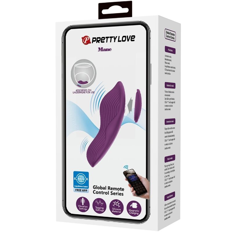 PRETTY LOVE - MANE LAY ON MASSEUR DE CLITORIS 10 VIBRATIONS TÉLÉCOMMANDE VIOLET