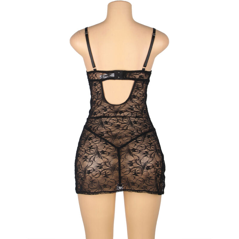 SUBBLIME - 954185 KANTEN BABYDOLL MET VERSTELBARE BANDJES ZWART S/M