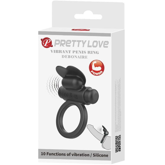 PRETTY LOVE - BAGUE VIBRANTE DÉBONAIRE LAPIN 10 VIBRATIONS NOIRE