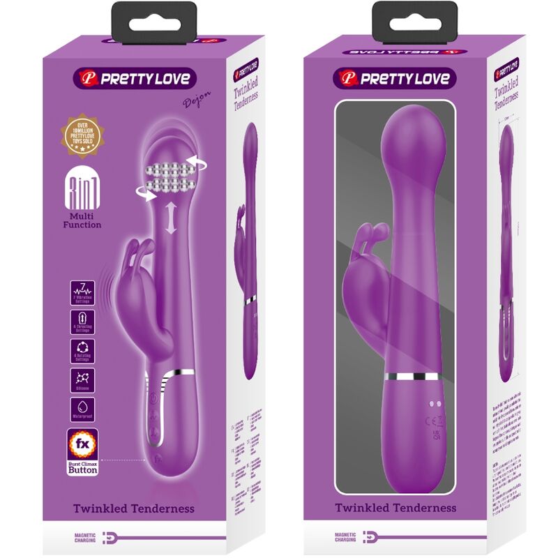 PRETTY LOVE - DEJON VIBRATEUR LAPIN MULTIFONCTION 3 EN 1 VIOLET