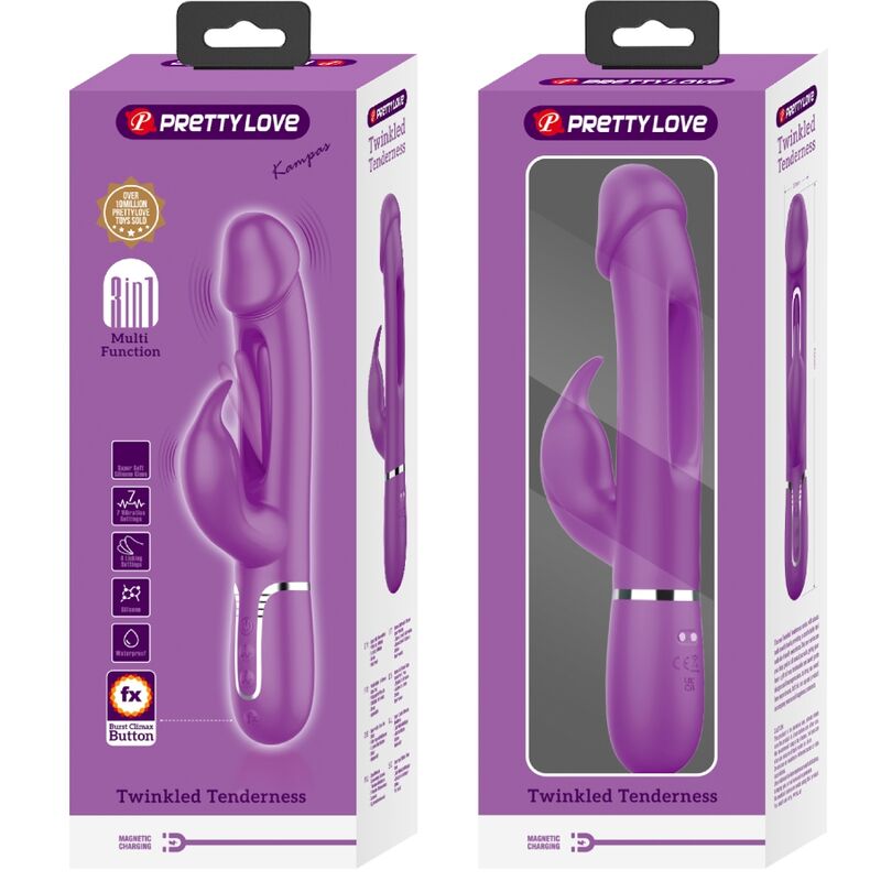 PRETTY LOVE - KAMPAS 3 IN 1 MULTIFUNCTIONELE KONIJNENVIBRATOR PAARS