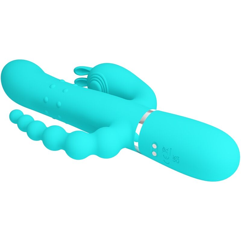 PRETTY LOVE - CAMMY 4 IN 1 MULTIFUNCTIONELE DRIEVOUDIGE KONIJNENVIBRATOR BLAUW