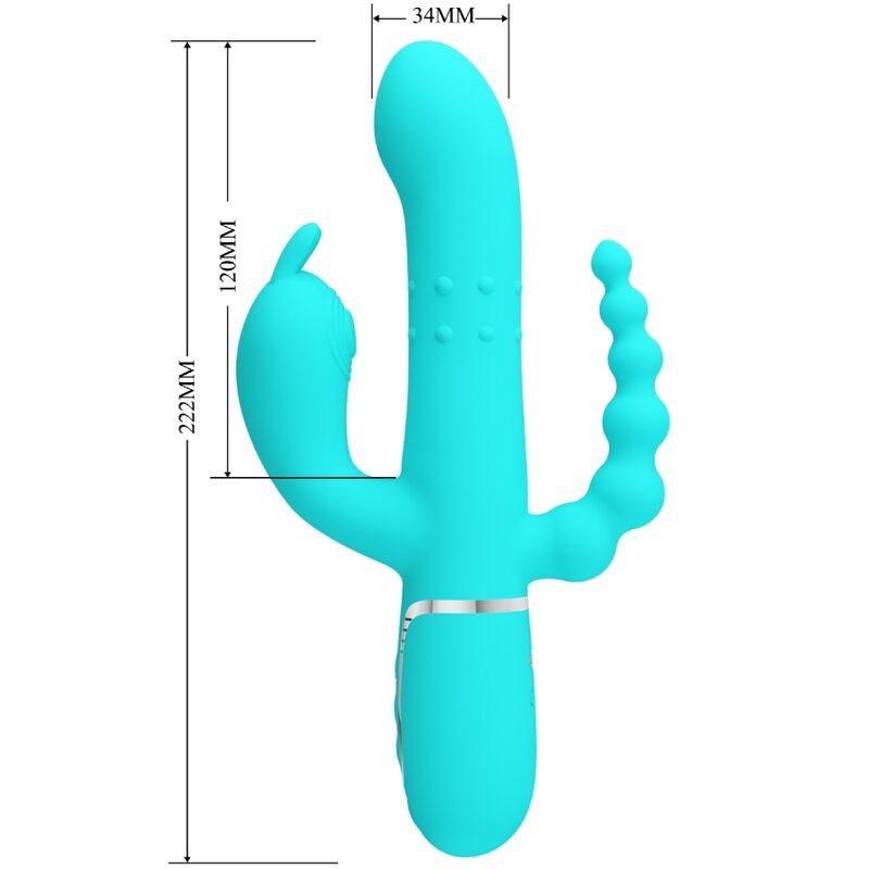PRETTY LOVE - CAMMY 4 IN 1 MULTIFUNCTIONELE DRIEVOUDIGE KONIJNENVIBRATOR BLAUW