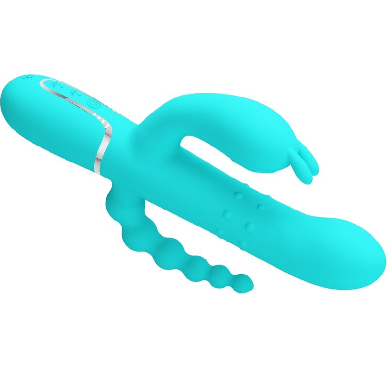 PRETTY LOVE - CAMMY 4 IN 1 MULTIFUNCTIONELE DRIEVOUDIGE KONIJNENVIBRATOR BLAUW