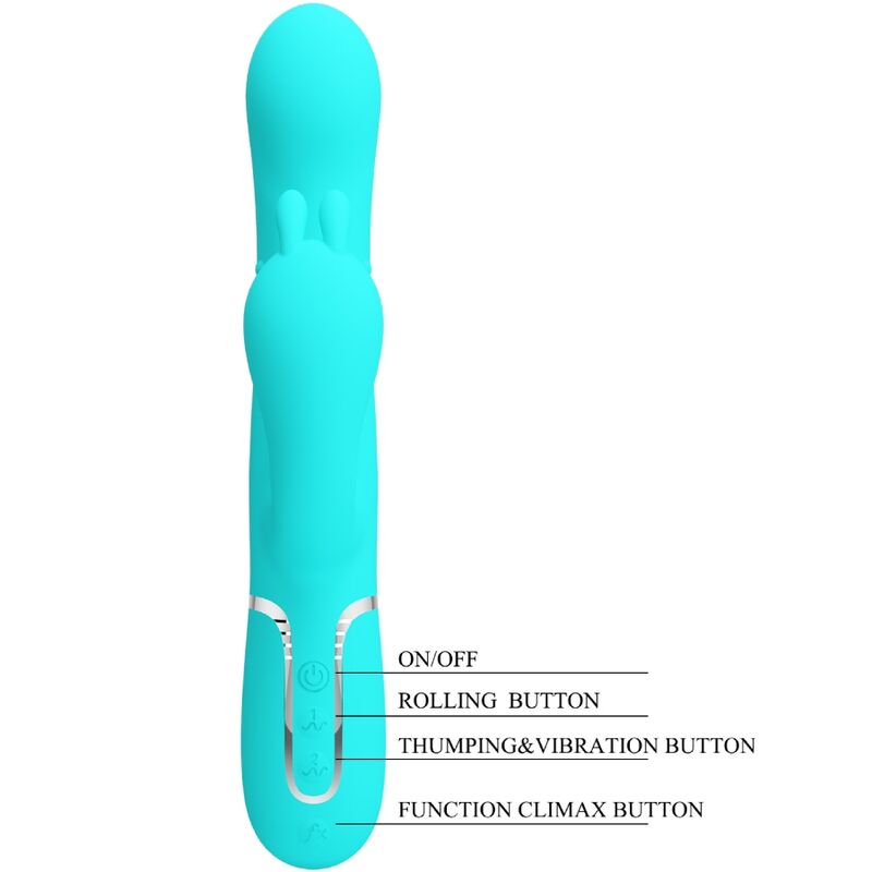 PRETTY LOVE - CAMMY 4 IN 1 MULTIFUNCTIONELE DRIEVOUDIGE KONIJNENVIBRATOR BLAUW