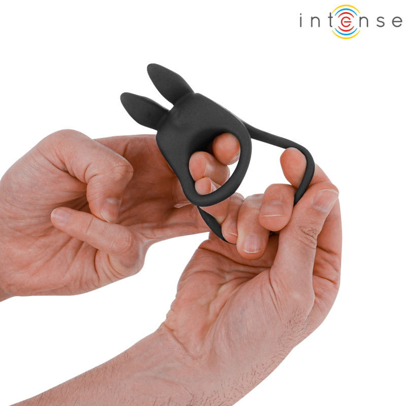 INTENSE - SAM VIBRATOR DUBBELE PENISRING 10 VIBRATIES ZWART