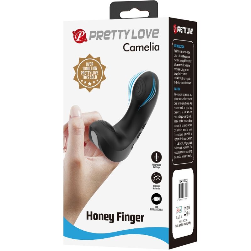 PRETTY LOVE - CAMELIA VINGER VIBRATOR 7 VIBRATIES ZWART