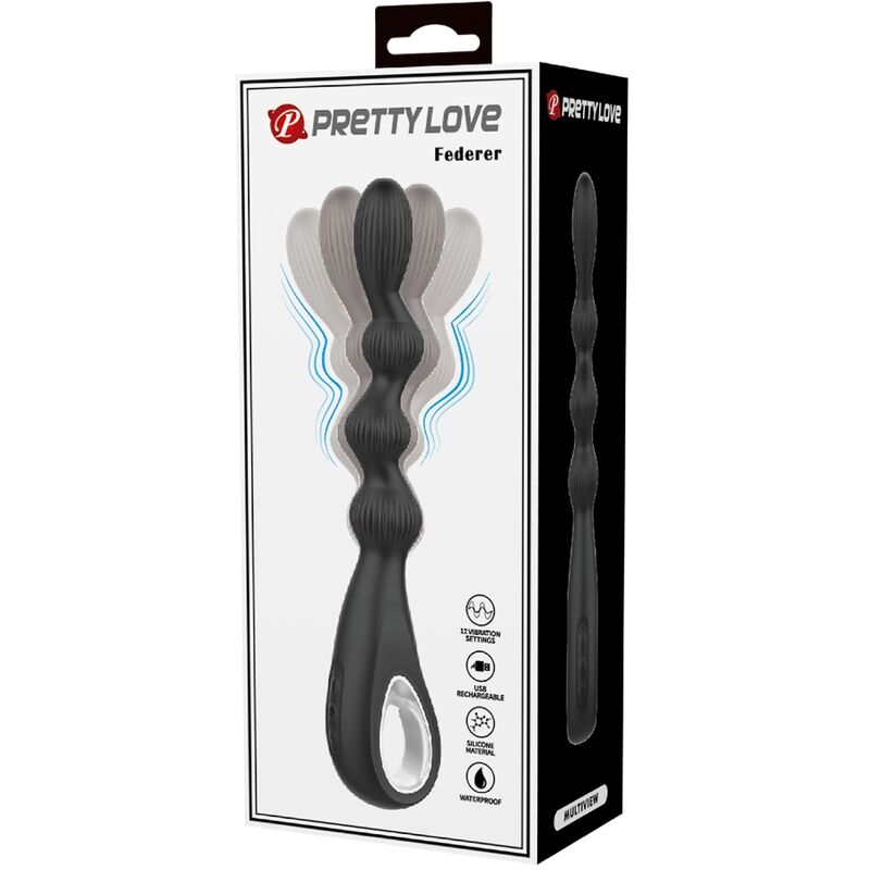 PRETTY LOVE - FEDERER ANALVIBRATOR 12 VIBRATIONEN SCHWARZ