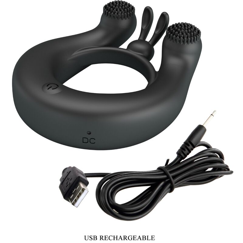 PRETTY LOVE - DAHLIA VIBRATIERING + CLITORIS STIMULATOR 12 VIBRATIES ZWART
